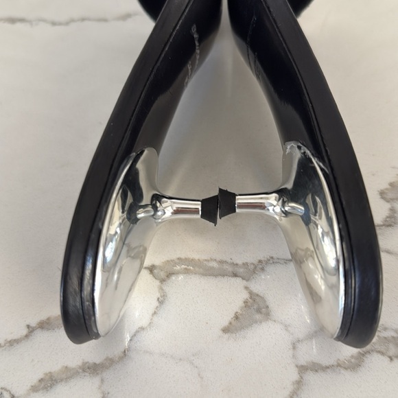 Alexander Wang Black Jo Crystal Logo Slide Silver Sandals Kitten Heel Size 36/ 6 - Picture 5 of 16